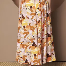 otabu Women Printed A-line Orange, Yellow Skirt image 2