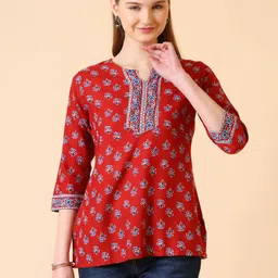 sangouri Casual Regular Sleeves Printed Women Maroon Top-picture-27