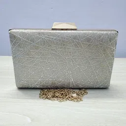 kanha creations Party, Casual, Formal Silver Clutch-picture-44