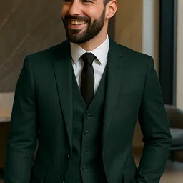 plus91 Men 3 Piece Suit Solid Suit image 3
