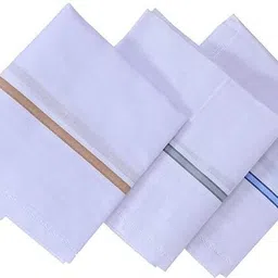 MJ Enterprise Cotton Premium Collection Handkerchief|& Premium Cotton Fabric|Size 42 x 42 CM ["White"] Handkerchief image 3