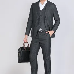 peter england Men Tuxedo Style Checkered Suit image 3