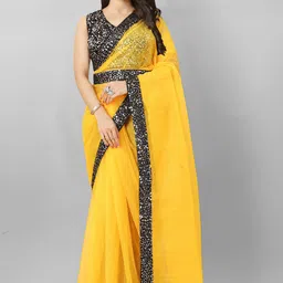 pattari Solid/Plain Bollywood Supernet Saree-picture-11