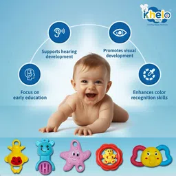 khelosardar Toys Non Toxic Multi Coloured bpa Free Baby Rattle Toys for Kids Pack of 5 Rattle image 4