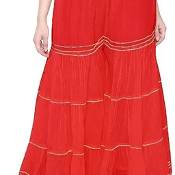 pi world Women Flared Red Viscose Rayon Trousers-picture-13
