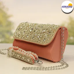 nimasha urbane Party Peach Clutch image 3