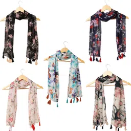 riddle needle Printed Chiffon Women Multicolor Scarf, Stole, Fancy Scarf-picture-19