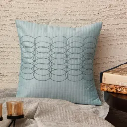 zeba Sky Blue Textured Polyester 16 x 16 Inches Cushion Cover image 1