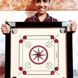 kumud Carrom Board 20 inch with wood coin|Carrom Striker and Powder, for kids 4 cm Carrom Board image 4