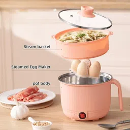 astrometric Electric Cooking Pot and Steamer with egg try 1.5L Cooker with Concealed Base Electric Pressure Cooker, Rice Cooker, Travel Cooker, Egg Cooker, Food Steamer image 5