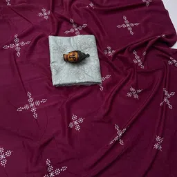 wellbread Self Design, Printed Bollywood Muslin Saree image 5