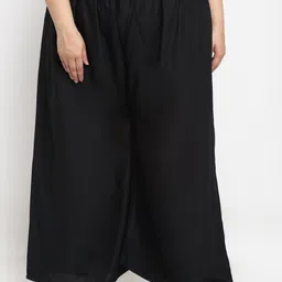 style prezone Women Flared Black Viscose Rayon Trousers-picture-18