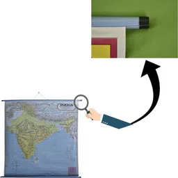 craftwaft ROLLUP MAP OF INDIA HILL RANGES & RIVERS (PIPE MOUNTED) Photographic Paper image 2