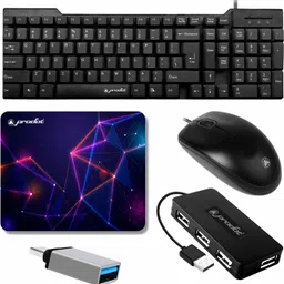 PRODOT High Performance Set of 5 Wired Combo 247 Floated Key Keyboard & 185 Mouse Combo Set-image-34