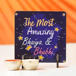 dreamica Bhaiya Bhabhi Rakhi-162 Assorted Showpiece, Rakhi, Chawal Roli Pack, Greeting Card Set image 4