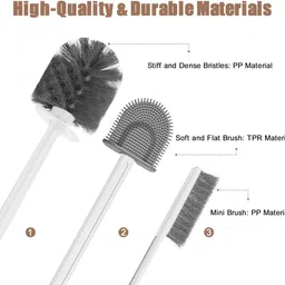jancom 3 in 1 Toilet Brush Set Toilet Brush Cleaner Silicone Toilet Cleaning Brush with Holder image 5