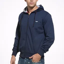 reya Men Full Sleeve Solid Hooded Sweatshirt image 3