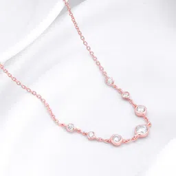 giva 925 Silver Rose Gold Stoned Necklace|Lifetime Plating|6 Month Warranty Zircon Gold-plated Plated Sterling Silver Necklace-picture-12
