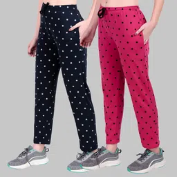 jeckward Pack of 2 Women Polka Print Multicolor Track Pants-picture-27