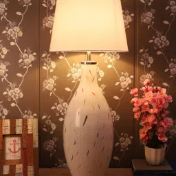 sapphire Forli White Fabric Shade Night Lamp With Glass Base-picture-35