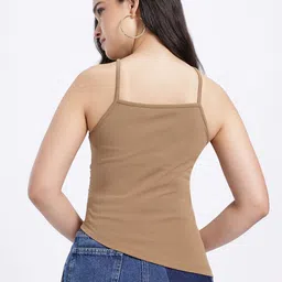 glitchez Casual Regular Sleeves Solid Women Brown Top image 4