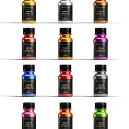 Acrylic Venezia Metallic Colour | 12 Metallic Shades | 50 ml | Extra Sheen | Non Fading | Indoor/Outdoor | Non Toxic | Multi-Surface | Pro Artist, Hobby Painters & Kid | Made in India-image-1