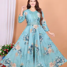 s r reshma dresses Women Gown Light Blue Maxi/Full Length Dress-picture-11