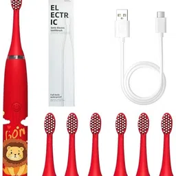 24x7eMall Kids Children Automatic Toothbrush Kit With 6 Brushes lion Electric Toothbrush-image-4