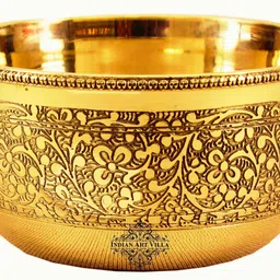 Brass Serving Bowl Embossed, Flower Design, Serveware & Tableware, 150 ML-image-39