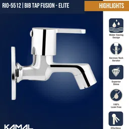 kamal Bib Tap Fusion Elite | Brass Cold Water Tap 90 degree easy open / close movement Bib Tap Faucet image 2