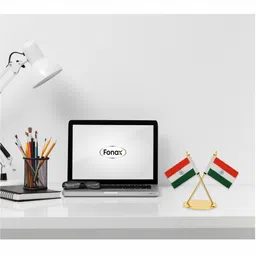 fonax Car Flag Brass Poles & Base for Office Desk,Home & Corporate Gift and Rectangle Car Dashboard Flag image 4