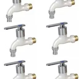 kopter PVC Miami Nozzle Bib Cock Tap (Set of 6) White Nozzle Cock Faucet-picture-16