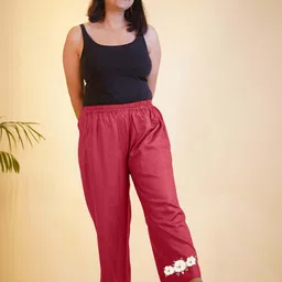 Women Regular Fit Maroon Viscose Rayon Trousers-image-53