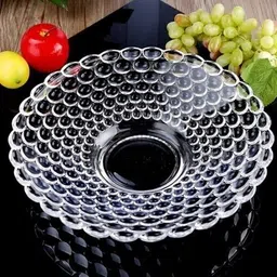 pkmsho Glass Vegetable Bowl Crystal Clear Glass_Dry Fruit Bowl Platter Tray_Transparent 9 inch 500ml. Disposable-picture-16