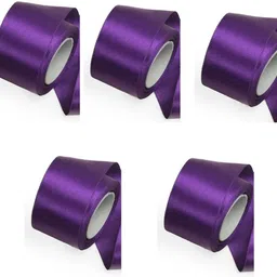 chiklit enterprise Pack of 5 Pcs 1 Inch 10 Mtr Each PREMIUM Purple Satin Ribbon For Decoration, Gift-Wrapping, Multi-Purpose Use (Pack of 5 Pcs) (Size- 1 Inch, 10 Mtr Each) (Purple Colour) Purple Satin Ribbon-picture-19