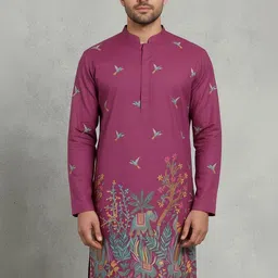 shaaheeroots Men Printed Cotton Blend Straight Kurta-picture-14