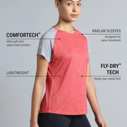 cult Women Colorblock Round Neck Polyester Red T-Shirt image 4