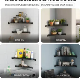 aline7 2 Pc Metal Bathroom Corner Shelf | Space Saving Corner Rack Wall Shelf Organizer Aluminium Wall Shelf image 4