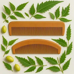 nigrifix Natural Neem Wooden Hair Combs,Wide Tooth Comb,Eco-Friendly,100%pure image 2