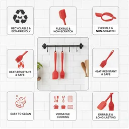 hoomo Silicone Spatula & Oil Brush Set | Heat Resistant Baking & Cooking Tool Combo Mixing Spatula image 3