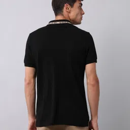 u.s. polo assn. denim co. Men Solid Polo Neck Pure Cotton Black T-Shirt image 5