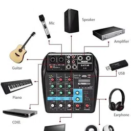 kh 4‑Channel Professional Audio Mixer Console – Bluetooth & USB Sound Card, 48 V PH Powered Sound Mixer image 3