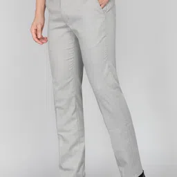 park avenue Men Slim Fit Grey Polyester Trousers image 3