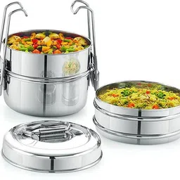 aerobix Stainless steel clipper tiffin lunch box 3 compartment size 8/3 3 Containers Lunch Box-picture-13