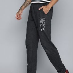 HRX by Hrithik Roshan Men Charcoal Black Printed Detail Regular Fit Track pants-picture-34