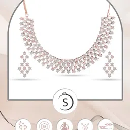 Saraf RS Jewellery White Rose Gold-Plated AD Studded Necklace Jewellery Set image 2