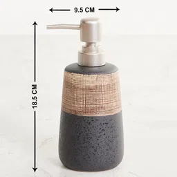 Home Centre Set Of 3 Black & Brown Patterned Ceramic Bathroom Accessories image 5