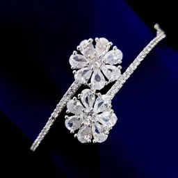 Opal Touch Rhodium-Plated Cubic Zirconia Tasselled Kada Bracelet-picture-25