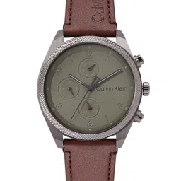 Calvin Klein Men Impact Leather Analogue Watch 25200363-Green-picture-37
