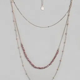 Forever New Gold-Toned & Burgundy Gold-Plated Layered Necklace-picture-19